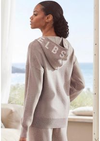 ELBSAND Damen Strickjacke, Gr. 32, grau, Feinstrick, Strick, Obermaterial: 50% Viskose (LENZING), 28% Polyester, 22% Nylon, meliert, casual,