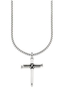 Bruno Banani Herren Kette mit Anhänger "Schmuck Geschenk Halskette Kreuz, Venezianerkette", Edelstahl, L: 55cm B: 3mm, silber, Edelstahl, B:3mm,