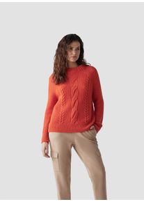 Lecomte Damen Strickpullover "Lecomte Zopfstrick-Pullover mit klassischem Design", orange, feminin, Gr. 44, unifarben, 43%Polyamid 39%Polyacryl