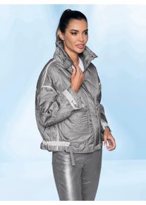 Heine Damen Steppjacke, grau, Gr. 42, gemustert, mehrfarbig, unifarben, 55% Polyester, 45% Polyamid, Besatz:60% Baumwolle, 40% Polyester,
