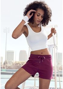 active by Lascana LASCANA ACTIVE Damen Shorts, rot, sportlich, Gr. XS, unifarben, Interlock, Obermaterial: 100% Baumwolle, Hosen, mit kleinen Seitenschlitzen