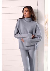 ELBSAND Damen Sweater, Gr. 36, blau, Feinstrick, Strick, Obermaterial: 50% Viskose (LENZING), 50% Polyester, meliert, unifarben, casual, Sweatshirts,