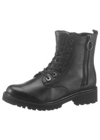 Remonte Damen Schnürstiefelette, Gr. 38, schwarz, Leder, unifarben, klassisch, Schuhe, Blockabsatz, Stiefelette, Schnürboots, Flats im Used Look