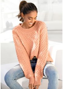 Vivance Damen Rundhalspullover, orange, modisch, Gr. 32, unifarben, Strick, Obermaterial: 72% Polyacryl, 25% Polyamid, 3% Elasthan, Pullover, mit