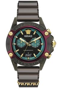 Versace Damen Chronograph "ICON ACTIVE", schwarz, Armbanduhren, Quarzuhr, Armbanduhr, Damenuhr, Herrenuhr, Swiss Made, Polyurethanband