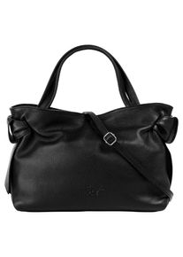 Samantha Look Damen Henkeltasche, schwarz, Leder, unifarben, leicht glänzend, Taschen, echt Leder, Made in Italy