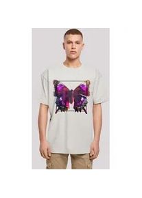 T-Shirt F4NT4STIC "Pink Schmetterling OVERSIZE TEE" Gr. XXL, grau (lightasphalt) Herren Shirts Print