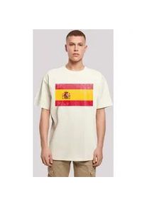 T-Shirt F4NT4STIC "Spain Spanien Flagge distressed" Gr. M, beige (sand) Herren Shirts Print