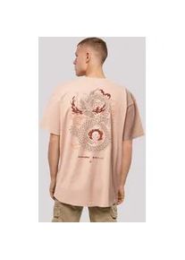 T-Shirt F4NT4STIC "Drache Feuer Japan" Gr. XS, gelb (amber) Herren Shirts Print