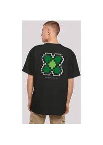 T-Shirt F4NT4STIC "Silvester Happy New Year Pixel Kleeblatt" Gr. M, schwarz Herren Shirts Print