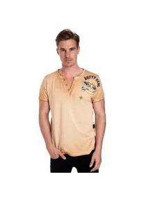 T-Shirt Rusty Neal Gr. M, braun (camelfarben) Herren Shirts mit modischer Knopfleiste