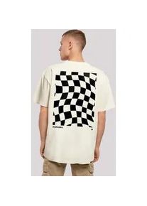 T-Shirt F4NT4STIC "Wavy Schach Muster" Gr. XXL, beige (sand) Herren Shirts Print