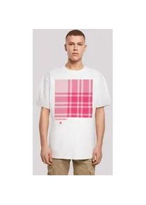 T-Shirt F4NT4STIC "Karo Pink" Gr. XS, weiß Herren Shirts Print