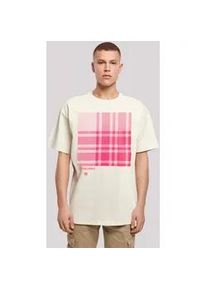 T-Shirt F4NT4STIC "Karo Pink" Gr. XXL, beige (sand) Herren Shirts Print