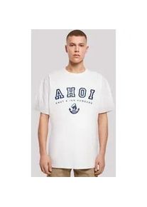 T-Shirt F4NT4STIC "Oversized Ahoi Knut & Jan Hamburg" Gr. M, weiß Herren Shirts Print