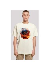 T-Shirt F4NT4STIC "Basketball On Fire Sport OVERSIZE TEE" Gr. XL, beige (sand) Herren Shirts Print