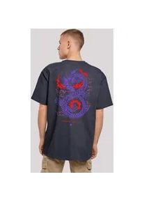 T-Shirt F4NT4STIC "Drache Feuer Japan" Gr. S, blau (navy) Herren Shirts Print