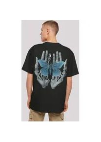 T-Shirt F4NT4STIC "Skelett Hände Schmetterling" Gr. XS, schwarz Herren Shirts Print