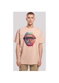 T-Shirt F4NT4STIC "Drooling Lips OVERSIZE TEE" Gr. S, gelb (amber) Herren Shirts Print