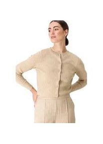 Strickjacke Zero "Zero mit Rundausschnitt" Gr. 40, beige (irish cream) Damen Strickjacken Knopfleiste