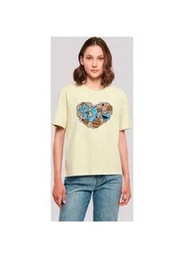 T-Shirt F4NT4STIC "Sesamstraße Cookies from the heart" Gr. 4XL, gelb (softgelb) Damen Shirts Premium Qualität