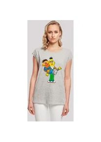 T-Shirt F4NT4STIC "Sesamstraße Ernie & Bert" Gr. L, grau (erdgrau) Damen Shirts Premium Qualität, Weihnachts-Kollection