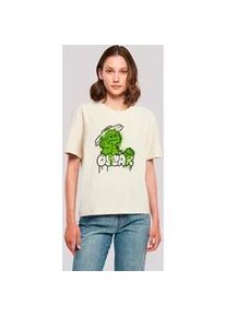 T-Shirt F4NT4STIC "Sesamstraße Oscar Graffiti" Gr. 3XL, weiß (sandweiß) Damen Shirts Premium Qualität