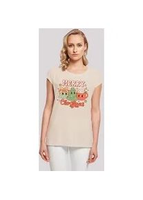 T-Shirt F4NT4STIC "Merry Weihnachten Cozy And Cute" Gr. S, weiß (sandweiß) Damen Shirts Premium Qualität, Weihnachts-Kollection