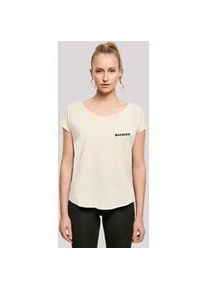 T-Shirt F4NT4STIC "Macherin" Gr. 4XL, beige (sandweiß) Damen Shirts Jugendwort 2022, slang, lang geschnitten