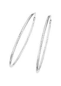 Paar Creolen Smart Jewel "gerieft und diamantiert, Silber 925" Ohrringe Gr. Silber 925 (Sterlingsilber), silberfarben (silber) Damen