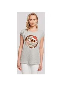 T-Shirt F4NT4STIC "Dead inside but jolly AF Weihnachten" Gr. L, grau (erdgrau) Damen Shirts Premium Qualität, Weihnachts-Kollection