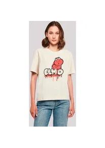 T-Shirt F4NT4STIC "Sesamstraße Elmo Graffiti" Gr. 3XL, weiß (sandweiß) Damen Shirts Premium Qualität