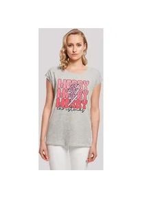 T-Shirt F4NT4STIC "Merry Weihnachten Print Leo Print" Gr. S, grau (erdgrau) Damen Shirts Premium Qualität, Weihnachts-Kollection