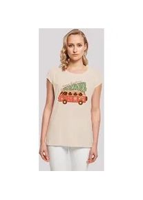 T-Shirt F4NT4STIC "Groovy Weihnachten Camper Van" Gr. M, weiß (sandweiß) Damen Shirts Premium Qualität, Weihnachts-Kollection