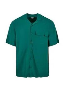 Langarmhemd Urban Classics "Urban Classics Herren Viscose Camp Shirt" Gr. S, US-Größen, grün Herren Hemden