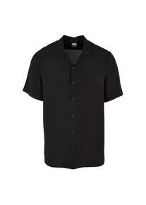 Langarmhemd Urban Classics "Urban Classics Herren Viscose Camp Shirt" Gr. L, US-Größen, schwarz Herren Hemden