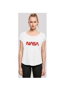 T-Shirt F4NT4STIC "Long Cut NASA Modern Logo White" Gr. 5XL, weiß Damen Shirts Damen,Premium Merch,Lang,Longshirt,Bedruckt