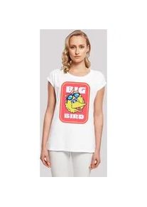 T-Shirt F4NT4STIC "Sesamstraße Bilbo Big Bird Sticker" Gr. XS, weiß Damen Shirts Premium Qualität, Weihnachts-Kollection