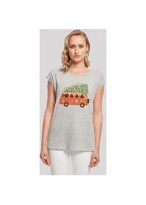 T-Shirt F4NT4STIC "Groovy Weihnachten Camper Van" Gr. S, grau (erdgrau) Damen Shirts Premium Qualität, Weihnachts-Kollection