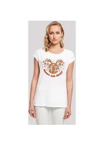 T-Shirt F4NT4STIC "Bright Weihnachten Disco Deer" Gr. S, weiß Damen Shirts Premium Qualität, Weihnachts-Kollection