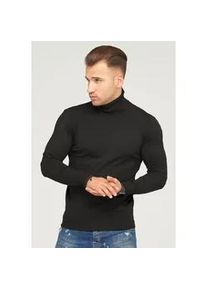 Rollkragenpullover behype "TIBERIUS" Gr. S, schwarz Herren Pullover im modischen Slim Fit-Schnitt