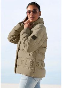 ELBSAND Steppjacke beige Gr. L/40 für Damen. Mit Logodruck. Comfort Fit