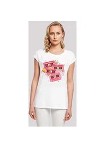 T-Shirt F4NT4STIC "Weihnachten Retro Song Tapes Pink" Gr. XL, weiß Damen Shirts Premium Qualität, Weihnachts-Kollection