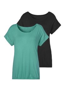 Vivance Kurzarmshirt 'mit Gummizug im Bund' mehrfarbig Gr. 32/34 für Damen. Mit Rundhals. Figurumspielend
