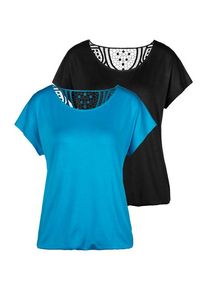 Vivance Kurzarmshirt 'mit Häkelspitze am Rücken' mehrfarbig Gr. 32/34 für Damen. Rundhals und Spitze. Bequem. Nachhaltig.