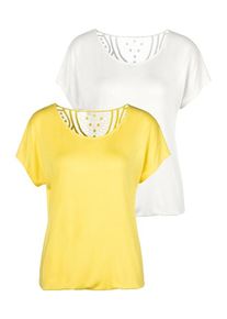 Vivance Kurzarmshirt 'mit Häkelspitze am Rücken' mehrfarbig Gr. 32/34 für Damen. Rundhals und Spitze. Bequem. Nachhaltig.