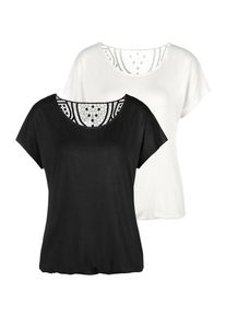 Vivance Kurzarmshirt 'mit Häkelspitze am Rücken' mehrfarbig Gr. 32/34 für Damen. Rundhals und Spitze. Bequem. Nachhaltig.