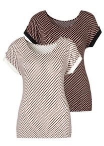 Vivance Kurzarmshirt 'mit dekorativem Ärmelsaum' mehrfarbig Gr. 32/34 für Damen. Rundhals und Allover-Druck. Figurumspielend. Nachhaltig.
