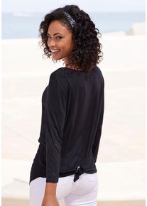Lascana 3/4-Arm-Shirt 'mit modischem Schlitz am Rücken' schwarz Gr. 32/34 für Damen. Mit Rundhals. Bequem. Nachhaltig.