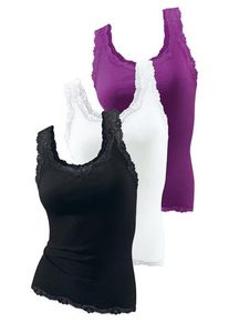 H.I.S. H.I.S Spitzentop 'aus Feinripp' mehrfarbig Gr. 32/34 für Damen. Tiefer Rundhals und Rüsche. Nachhaltig.